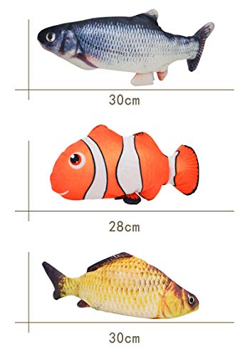 FeiWen Hierba Gatera Juguete Peces de Peluche Juguetes Interactivos para Gatos Juguetes eléctricos para Peces (Amarillo)