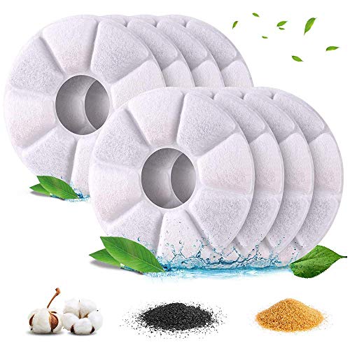 Feliciay Filtro de repuesto para fuente de agua, dispensador automático de agua para perros para fuente superior de acero inoxidable, filtros de repuesto de carbón activado (8 paquetes)