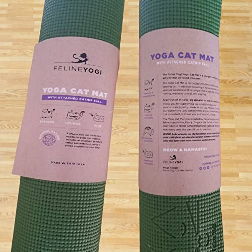 Feline Yogi Alfombrilla de gato con Catnip Cat Toy. Cat Scratching Post, cama, Actividad Alfombra de juegos (Verde)
