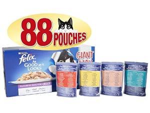 Felix Comida para Gatos con sabores Variados, 88 x 100 g