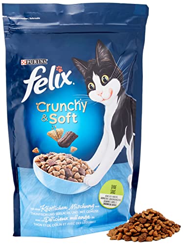 Felix Crunchy & Soft Pienso seco para Gatos (4 Paquetes de 950 g)