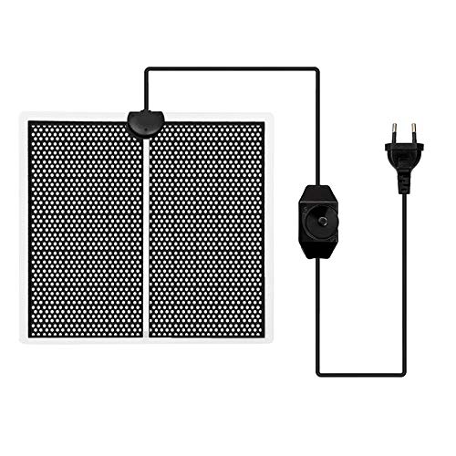 FEMONGY Manta Termica Reptiles, Manta Termica Terrario, Alfombrillas Térmicas para Reptiles, con Regulador de Temperatura, (0-35 Grados), para Arañas, Tortugas, Lagartos (28 x 28cm, 220 V-240V, 14W)