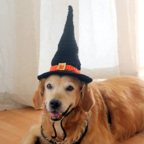 Fencelly Disfraces de Halloween para perros, sombrero de mago para mascotas, accesorios para mascotas, sombrero de bruja para perros grandes