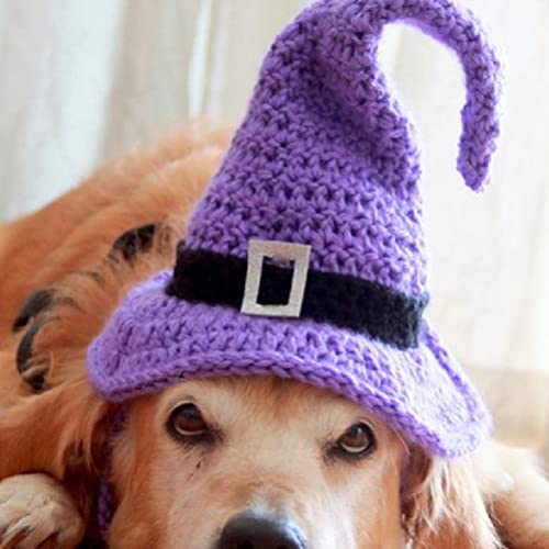 Fencelly Disfraces de Halloween para perros, sombrero de mago para mascotas, accesorios para mascotas, sombrero de bruja para perros grandes