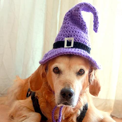 Fencelly Disfraces de Halloween para perros, sombrero de mago para mascotas, accesorios para mascotas, sombrero de bruja para perros grandes