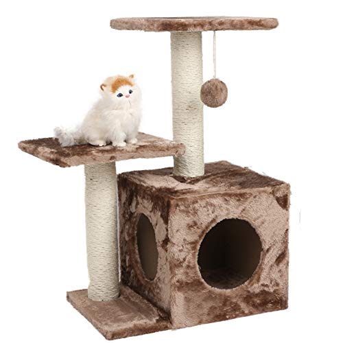 FengRui Árbol para gatos rascador para gatos, árbol de torre, palacio de mascotas, palacio de gatos, centros de actividad para rascar gatos (marrón