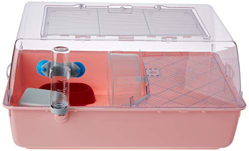 Ferplast 57075499W3 Mini Duna Hamster Jaula para roedores con Accesorios, Dimensiones: 55 x 39 x 27 cm, Base Rosa