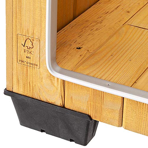 Ferplast Caseta de exterior para perros BAITA 120, Madera ecosostenible, Pies aislantes, Puerta con perfil de aluminio resistente a las mordeduras, Techo abrible, 141 x 86,5 x h 87 cm