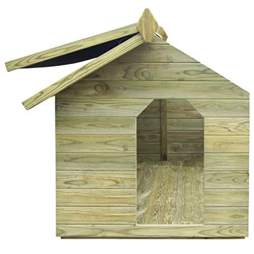 Festnight Casas de Perros para Jardín Madera de Pino Impregnada, Apertura de Techo Impermeable Verde 104,5 x 153,5 x 94 cm