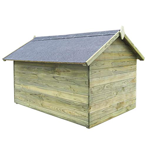Festnight Casas de Perros para Jardín Madera de Pino Impregnada, Apertura de Techo Impermeable Verde 104,5 x 153,5 x 94 cm