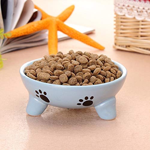 Ffshop Bandeja de Comida para Mascotas Cuenco de cerámica Triangular alimento del Modelo de la Espina de pez del Cuenco del Animal doméstico Alimentador de Mascotas (Color : Green)