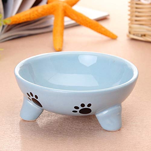 Ffshop Bandeja de Comida para Mascotas Cuenco de cerámica Triangular alimento del Modelo de la Espina de pez del Cuenco del Animal doméstico Alimentador de Mascotas (Color : Green)