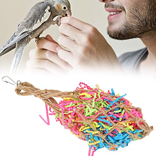ffu Bolso De Malla De Papel Rallado De Papel De Color, Parrot Juguete De Jaula Colgante