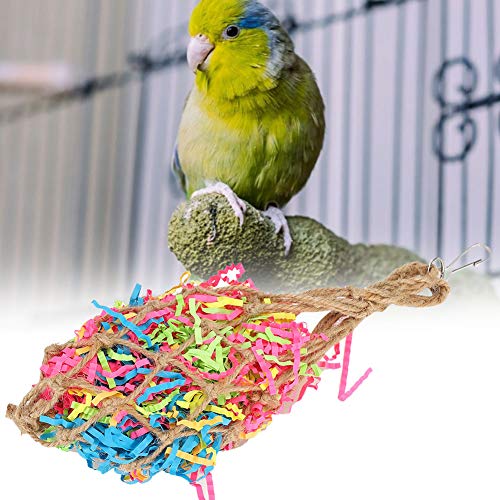 ffu Bolso De Malla De Papel Rallado De Papel De Color, Parrot Juguete De Jaula Colgante