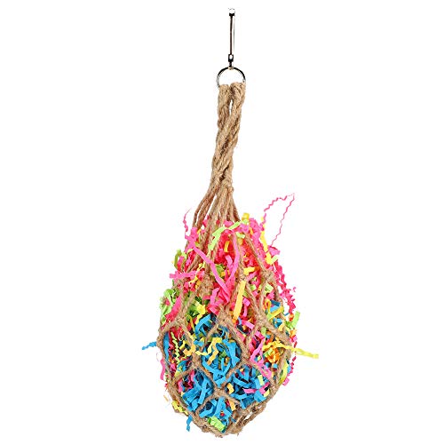 ffu Bolso De Malla De Papel Rallado De Papel De Color, Parrot Juguete De Jaula Colgante