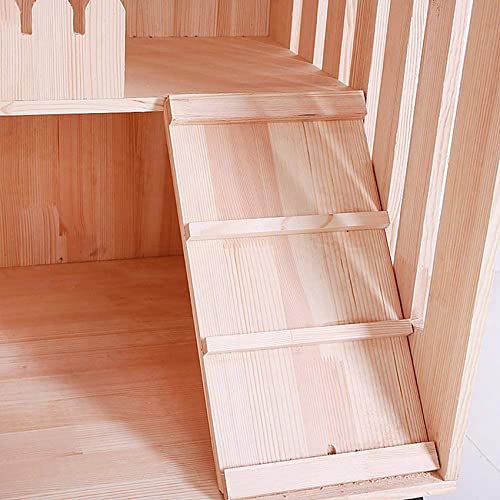 Fhdisfnsk Casetas para Gatos, Villa para Gatos Jaula para Gatos de Madera Maciza Casa para Gatos Casa de Madera de Dos y Tres Capas Casa para Gatos Sala de cría Apartamento para Gatos Grandes