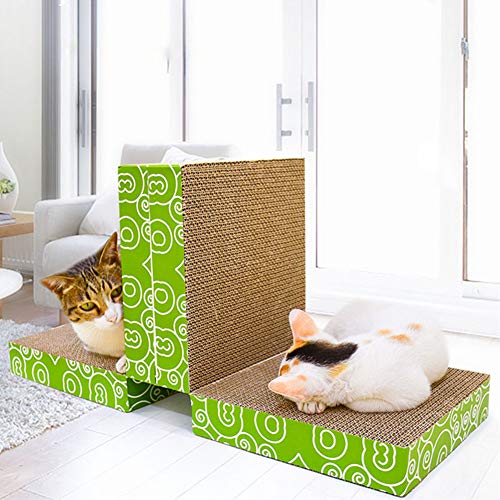 Fhony Rascador para Gatos Resistentes Al Desgaste Cama y Sofá Almohadillas Rascadores para Gatos De Carton Reciclado Corrugado Cama Plegable Scratcher Lounge Cat Catnip Juguete,Negro