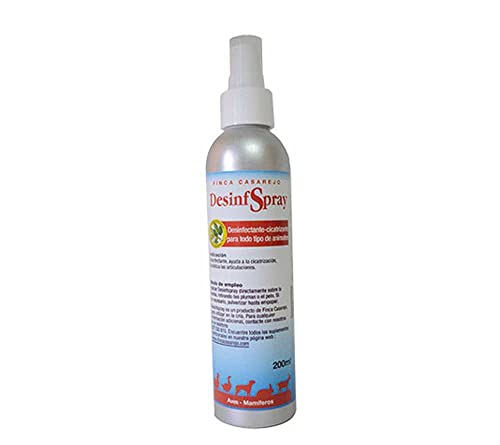 FINCA CASAREJO DesinfSpray - Spray 100% Natural para Las heridas de los Animales - Cura heridas en mamíferos y Aves - Mejora la Movilidad de Las articulaciones - Olor Agradable - 200ml