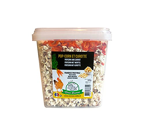 FINCA CASAREJO Palomitas de maíz para gallinas - Suplementos alimenticios para Aves - Alimento para gallinas - Producto 100% Natural a Base de maíz y Zanahoria - Contenido 350 g (Ref. BLPM)