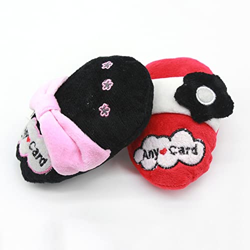 Fisheraw Mascota Perro Cachorro Peluche Bowtie Flor Zapatilla chillido mordida masticación Molar Negro