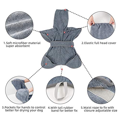 Flashing Albornoz para Mascotas para Perros Pequeños Y Medianos Toallas De Baño para Gatos Y Perros Toalla De Microfibra para Secar Mascotas Toalla De Aseo Ropa (Size : Large)