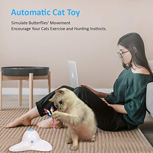 Flurff Zenes - Juguetes para gatos para hacer ejercicio, divertidos juguetes eléctricos que giran y revolotean para gatitos, señuelo para gato con mariposa de repuesto