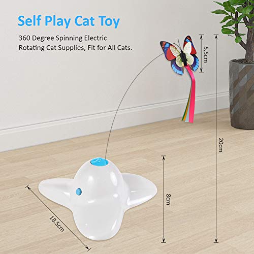 Flurff Zenes - Juguetes para gatos para hacer ejercicio, divertidos juguetes eléctricos que giran y revolotean para gatitos, señuelo para gato con mariposa de repuesto