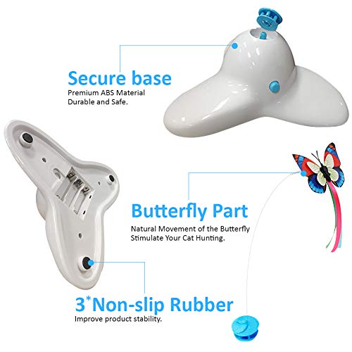 Flurff Zenes - Juguetes para gatos para hacer ejercicio, divertidos juguetes eléctricos que giran y revolotean para gatitos, señuelo para gato con mariposa de repuesto