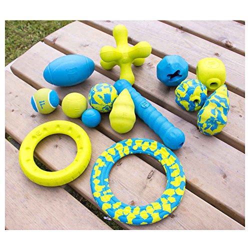 Foaber - Pelota de Espuma y Goma híbrida para Perro, tamaño pequeño, Azul/Verde