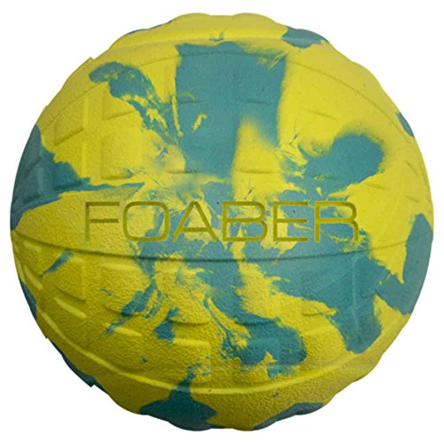 Foaber - Pelota de Espuma y Goma híbrida para Perro, tamaño pequeño, Azul/Verde