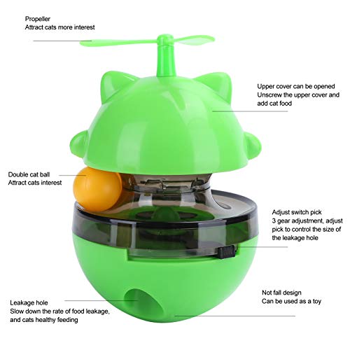 Fockety Juguete para Mascotas, Juguete con Plato Giratorio de Comida Profesional, Bola de Comida para Gatos, Categoría alimenticia para Gatos domésticos(Green)