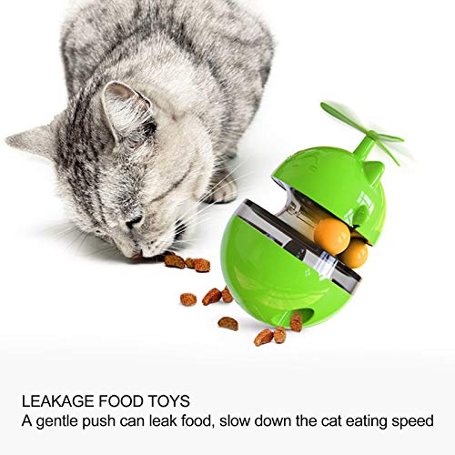 Fockety Juguete para Mascotas, Juguete con Plato Giratorio de Comida Profesional, Bola de Comida para Gatos, Categoría alimenticia para Gatos domésticos(Green)