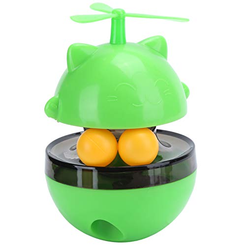 Fockety Juguete para Mascotas, Juguete con Plato Giratorio de Comida Profesional, Bola de Comida para Gatos, Categoría alimenticia para Gatos domésticos(Green)