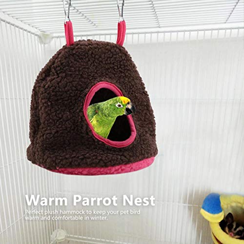 Fockety Nido de Loro de Juguete para Mascotas de Cama, Cama oscilante cálida, 4 Colores cómodos para Aves de Mascota de Loro(Dark Brown)