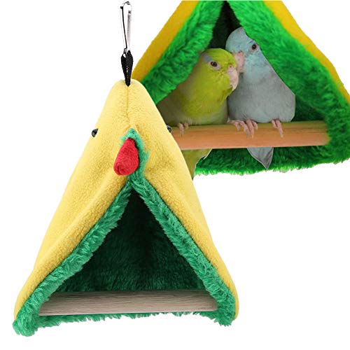 Fockety Triángulo de Jaula de Felpa Reduzca el estrés Hamaca, Hamaca de pájaros, Carpa de pájaros Felices, Pinzones de guacamayos para pequeños periquitos Cacatúas