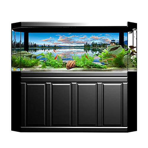 Fondo de acuario Imágenes de decoraciones de peceras, Papel de fondos de peces, Espejo azul cielo y patrón de nubes blancas, Cartel adhesivo de PVC con efecto 3D, Fondo colorido(122x50cm)