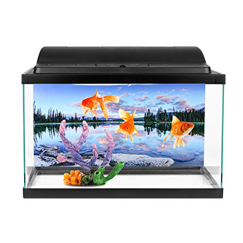 Fondo de acuario Imágenes de decoraciones de peceras, Papel de fondos de peces, Espejo azul cielo y patrón de nubes blancas, Cartel adhesivo de PVC con efecto 3D, Fondo colorido(122x50cm)
