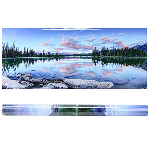 Fondo de Tanque de Peces de Acuario Pintura Decorativa Pegatina de PVC Espejo Cielo Azul y Nubes Blancas póster Imagen de Paisaje(61 * 41cm)