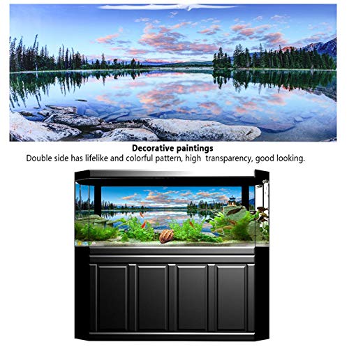 Fondo de Tanque de Peces de Acuario Pintura Decorativa Pegatina de PVC Espejo Cielo Azul y Nubes Blancas póster Imagen de Paisaje(61 * 41cm)