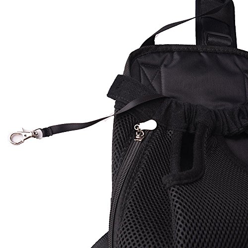 FONLAM Bolso Frontal Perro Gato Mochila Transportin Portátil Cachorro Mascota con Hombreras Tirantes Ajustables Entrepiernas de Malla (L(3.5-6.5KG), Negro)