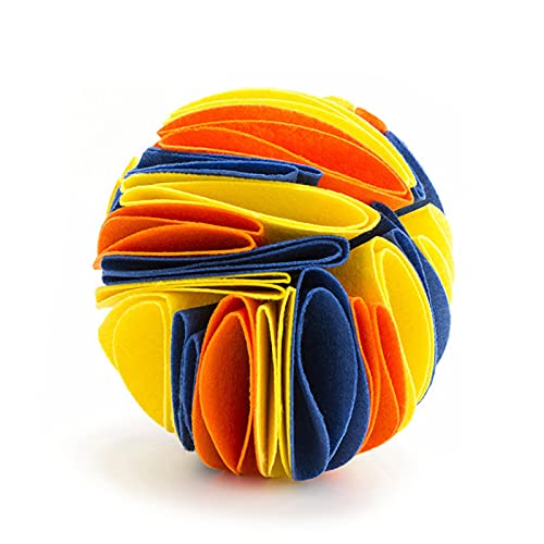 Food Treat Ball Wear-resisatnt Fuga Alimentos Fieltro Paño Interactivo Alimentador Puzzle Juguete para Cachorro - Amarillo Naranja Azul 15cm