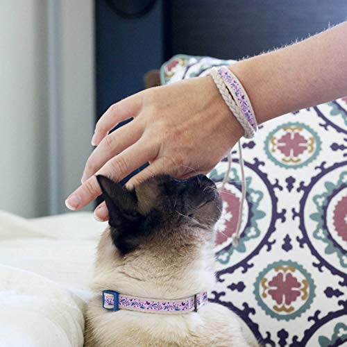 For You Collar para Gato Pettsie de Seguridad, Resistente, 100% algodón, Extra Seguro, con Anillas en D, cómodo, de algodón Suave, fácil de Ajustar, 19 a 30 cm