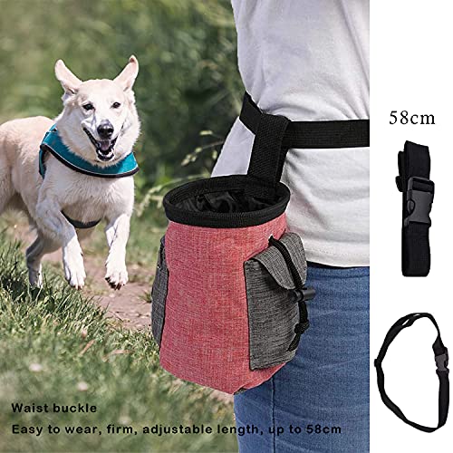Foraco Bolsa de Comida para Perros, Bolsa de Comida para Perros de Primera Calidad, Accesorios para Cachorros con dispensador de Bolsas de Caca Incorporado y Cinturilla Ajustable