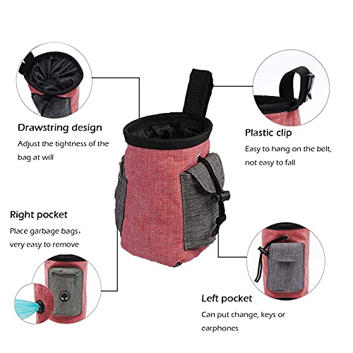 Foraco Bolsa de Comida para Perros, Bolsa de Comida para Perros de Primera Calidad, Accesorios para Cachorros con dispensador de Bolsas de Caca Incorporado y Cinturilla Ajustable