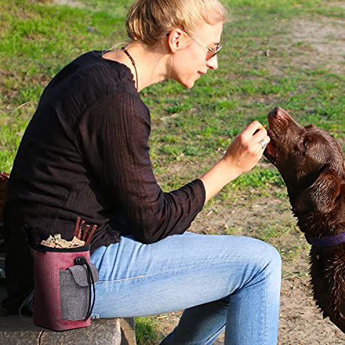 Foraco Bolsa de Comida para Perros, Bolsa de Comida para Perros de Primera Calidad, Accesorios para Cachorros con dispensador de Bolsas de Caca Incorporado y Cinturilla Ajustable