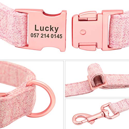 Forestpaw Collares de perro pequeños para niñas, collares de perro personalizados y personalizados para perros medianos, collares de perro y correa para perros grandes, color rosa, M