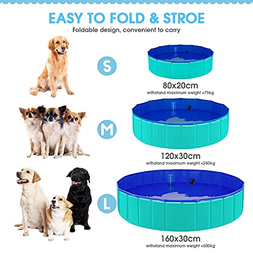 Forever Speed Piscina perros Gatos para perros grandes Portátil Bañera Baño de Mascota Plegable Piscina de Baño Doggy Pool 120 x 30 cm Verde