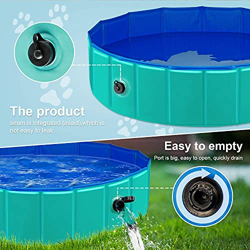 Forever Speed Piscina perros Gatos para perros grandes Portátil Bañera Baño de Mascota Plegable Piscina de Baño Doggy Pool 120 x 30 cm Verde
