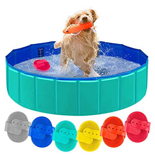 Forever Speed Piscina perros Gatos para perros grandes Portátil Bañera Baño de Mascota Plegable Piscina de Baño Doggy Pool 120 x 30 cm Verde