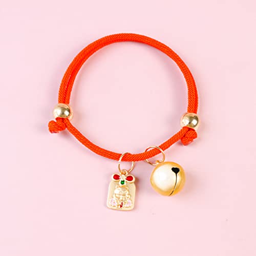 FOReverweihuajz Pet Cat Collar-Fade Hermoso Gatito Perros Collar con Bell Dress-Up Estilo Chino Naranja